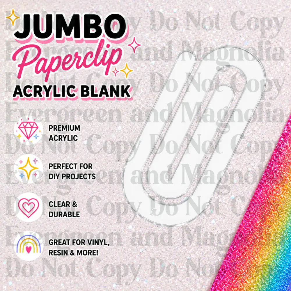 Jumbo Paperclip Acrylic Blank – 3.5 Inch Clear Acrylic Blank