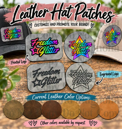 Custom Leather Hat Patches – Printed or Engraved
