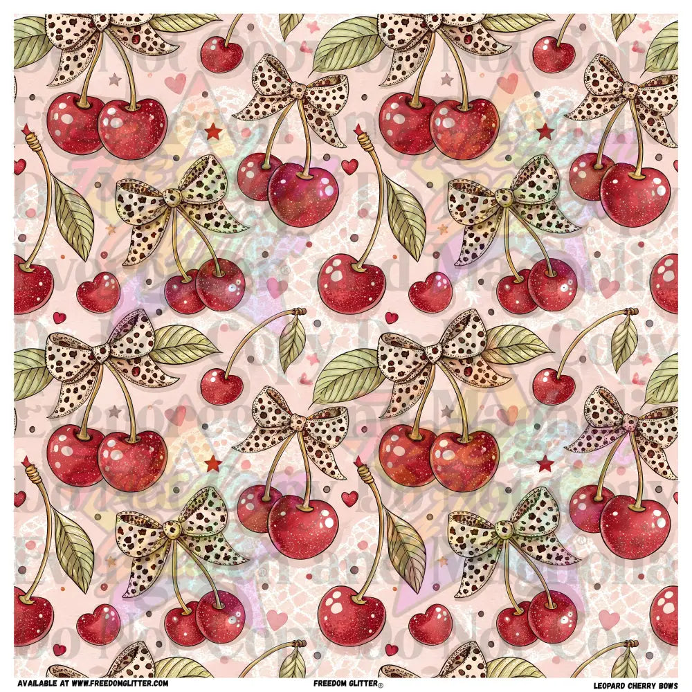 Leopard Cherry Bows (Printed Vinyl)
