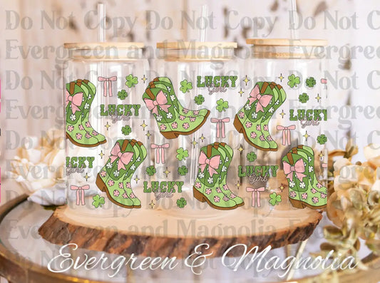LuckyGirlBootsCup UV DTF print