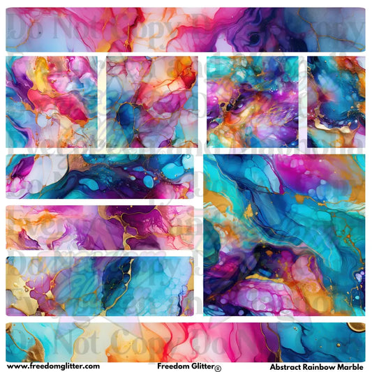 Mixed Image Sheet - Abstract Rainbow Marble (Printed Vinyl)