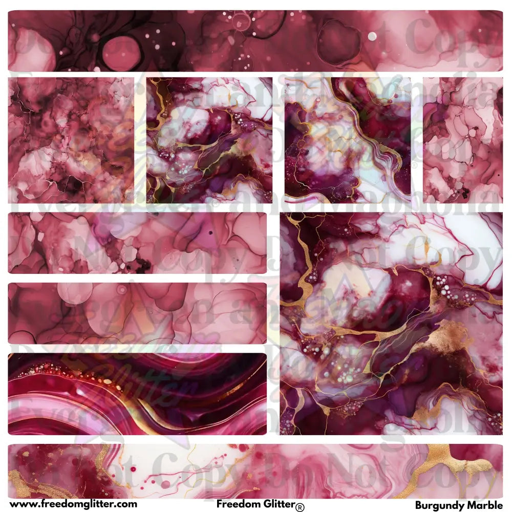 Mixed Image Sheet - Burgundy Marble (Printed Vinyl)