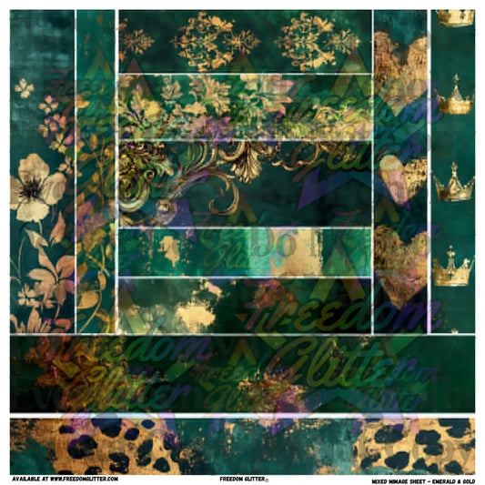 Mixed Image Sheet - Emerald & Gold (Printed Vinyl)