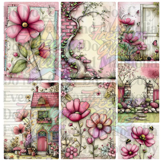 Mixed Image Sheet - Floral Cottage (Printed Vinyl)