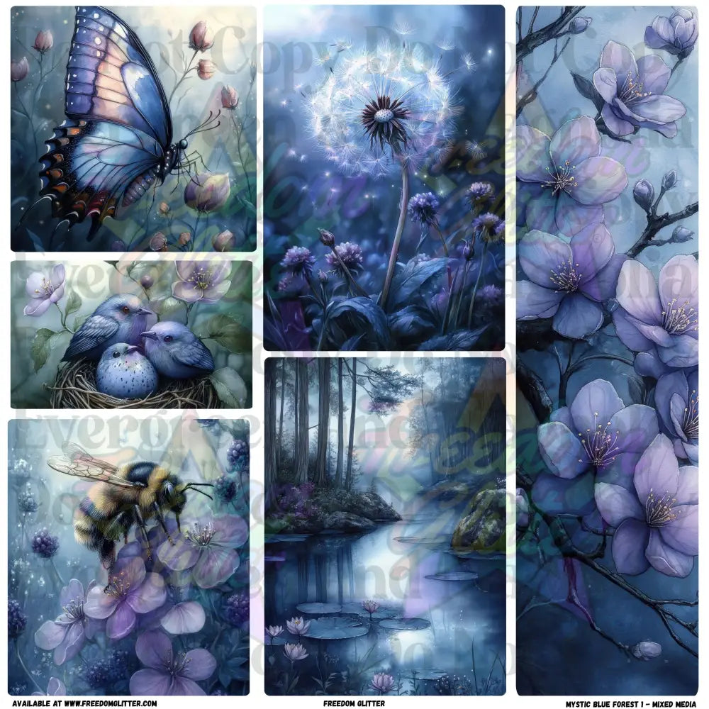 Mixed Image Sheet - Mystic Blue Forest 1 (Printed Vinyl)