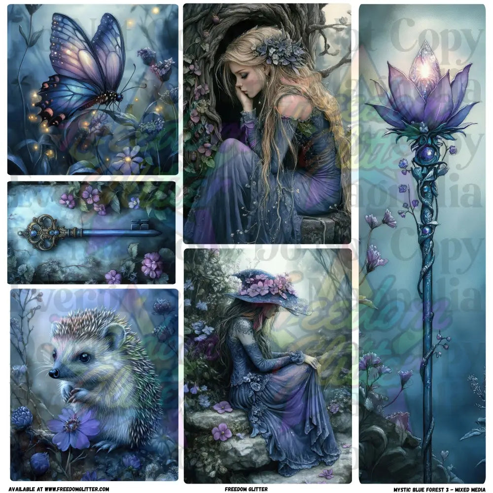 Mixed Image Sheet - Mystic Blue Forest 3 (Printed Vinyl)