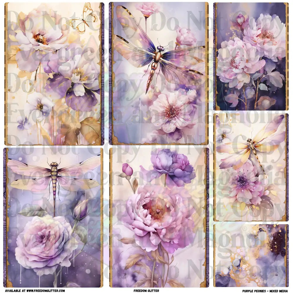 Mixed Image Sheet - Purple Peonies (Printed Vinyl)