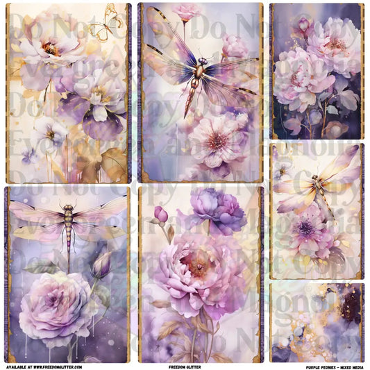 Mixed Image Sheet - Purple Peonies (Printed Vinyl)