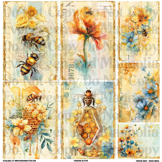Mixed Image Sheet - Vintage Bees (Printed Vinyl)