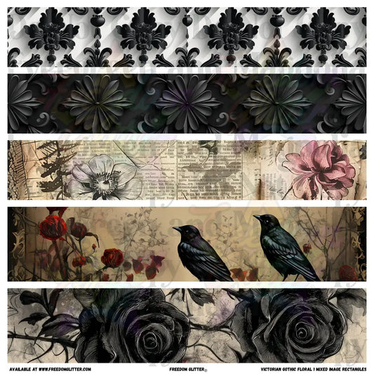 Victorian Gothic Floral 1 - Mixed Image Rectangles (Printed Vinyl)