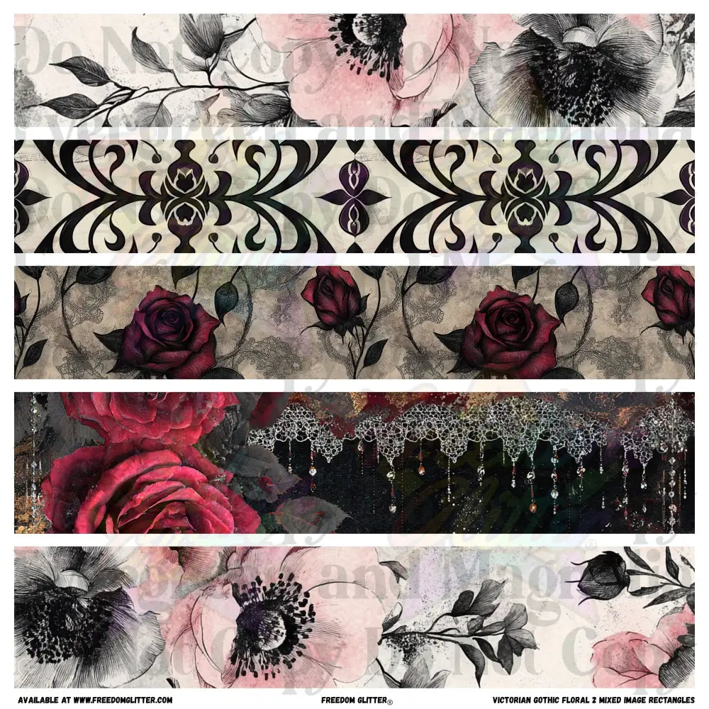 Victorian Gothic Floral 2 - Mixed Image Rectangles (Printed Vinyl)