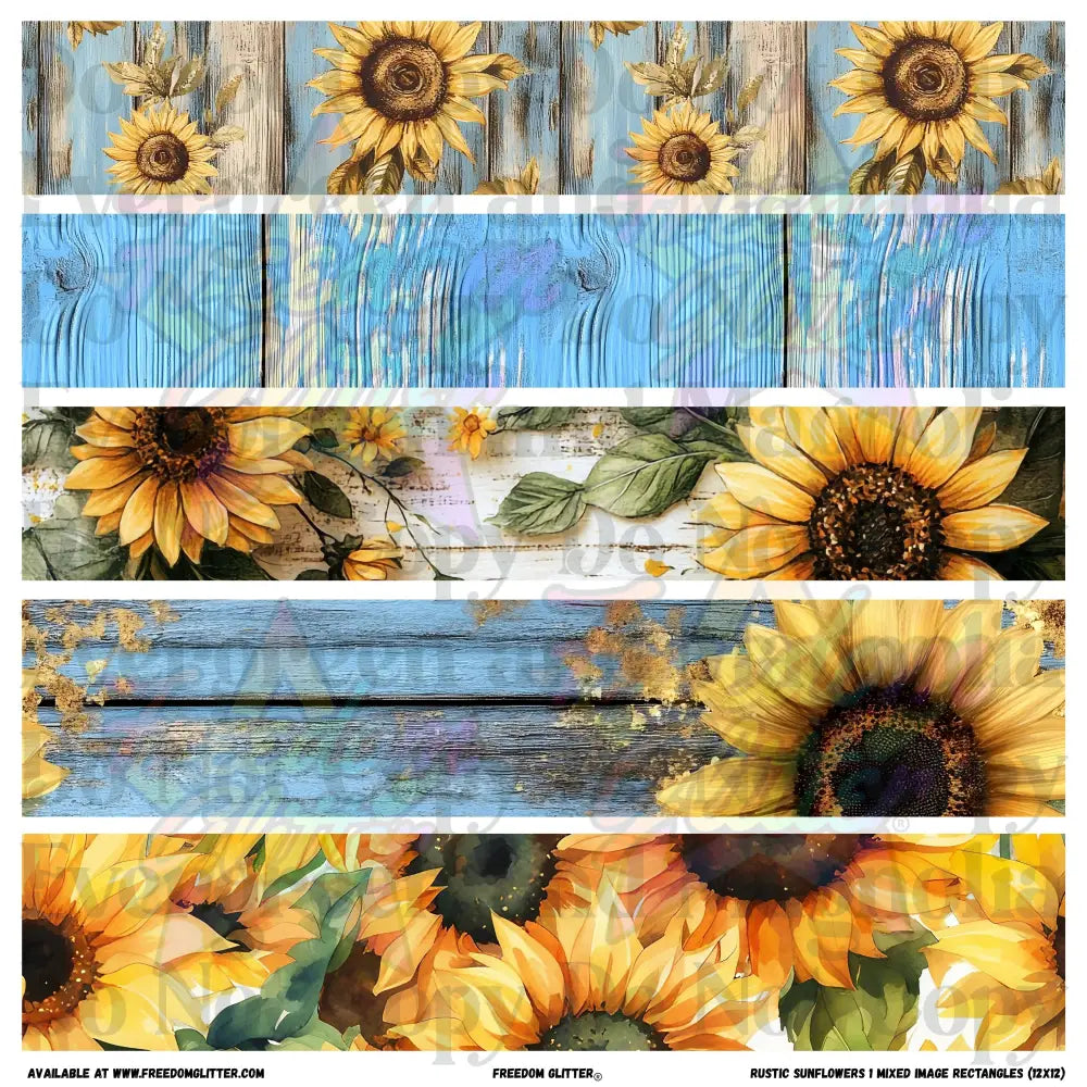 Rustic Sunflowers 1 - Mixed Image Rectangles (Printed Vinyl)