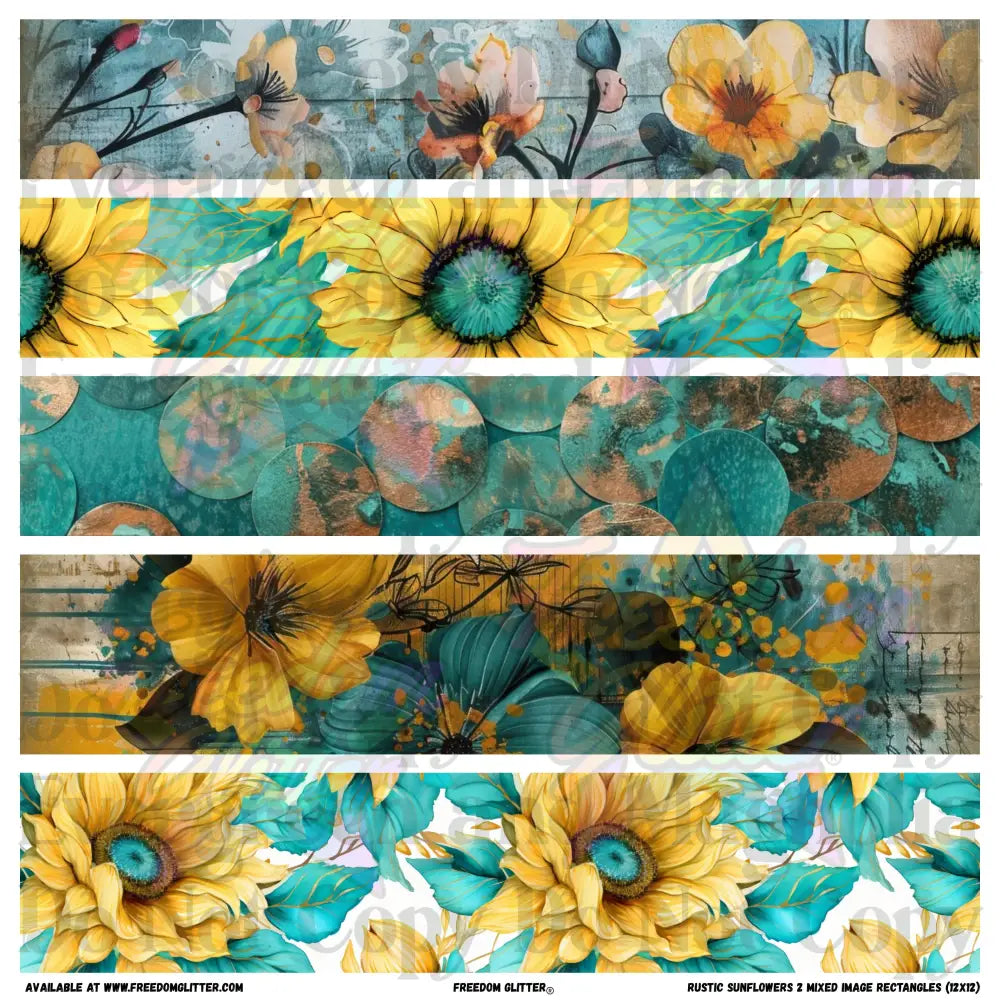 Rustic Sunflowers 2 - Mixed Image Rectangles (Printed Vinyl)