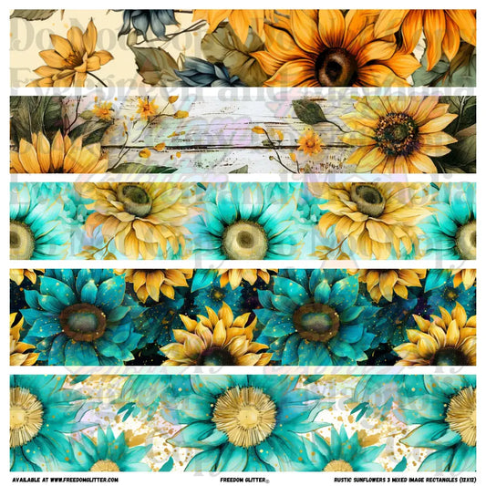 Rustic Sunflowers 3 - Mixed Image Rectangles (Printed Vinyl)