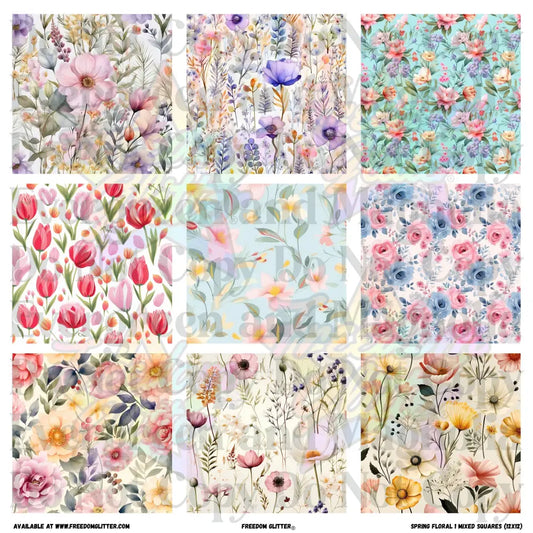 Mixed Squares - Spring Floral 1 (Printed Vinyl)