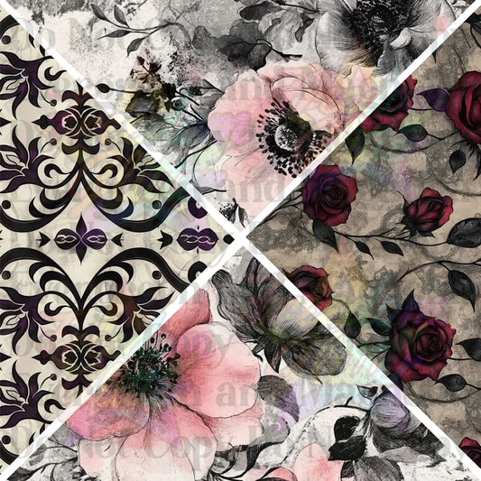 Mixed Triangles - Victorian Gothic Floral 2 (Printed Vinyl)