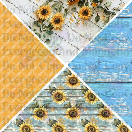 Mixed Triangles - Rustic Sunflowers 1 (Printed Vinyl)