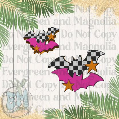 Neon checkered bats