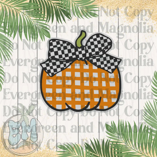 Checkered bow pumpkin