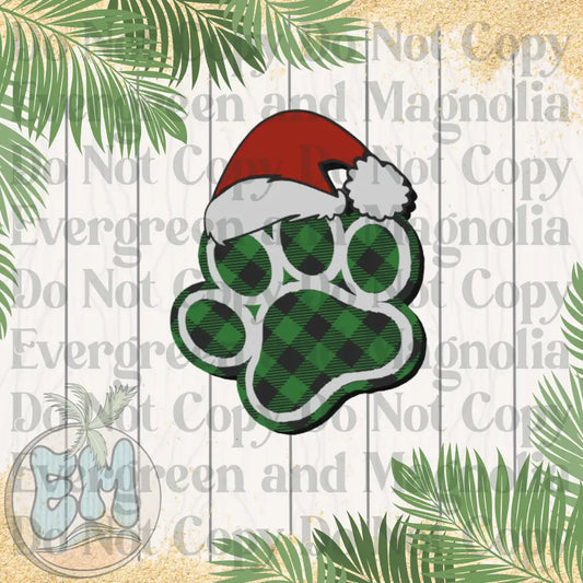 Green santa paw print