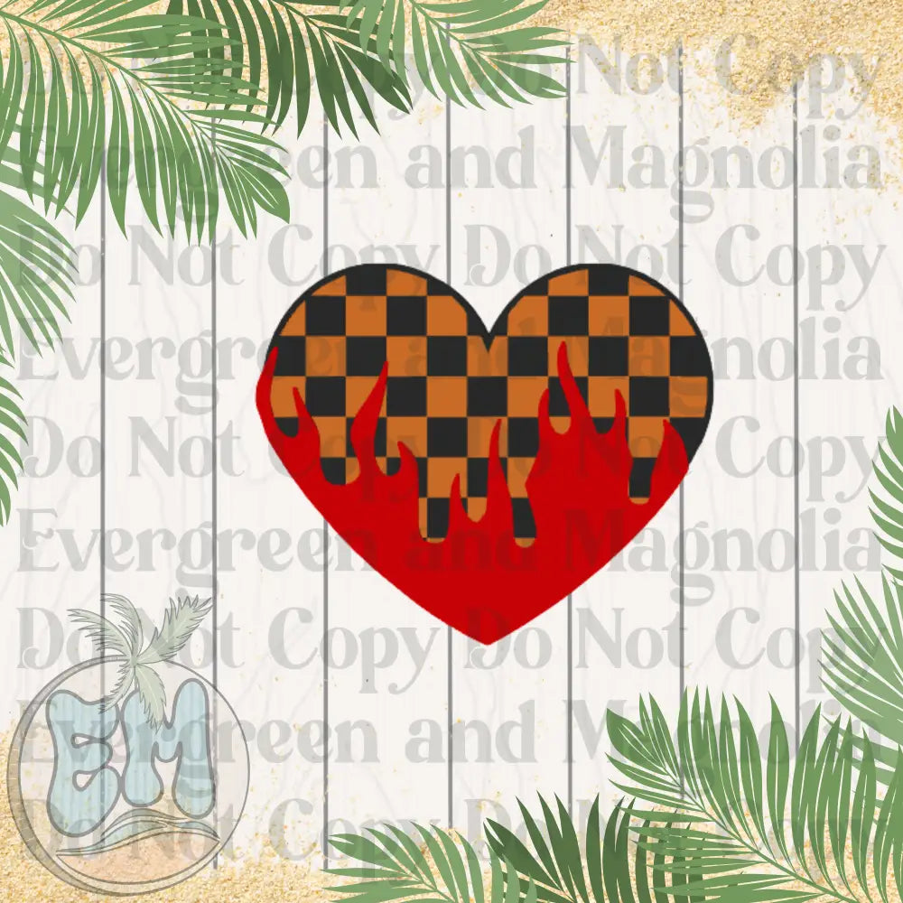 Orange checkered flame heart