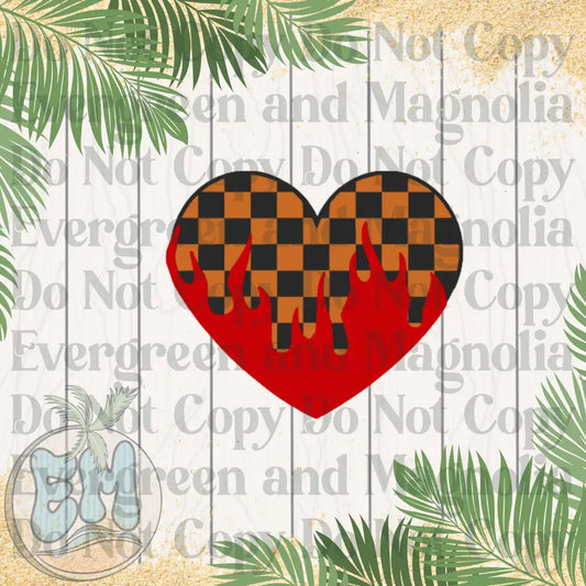 Orange checkered flame heart