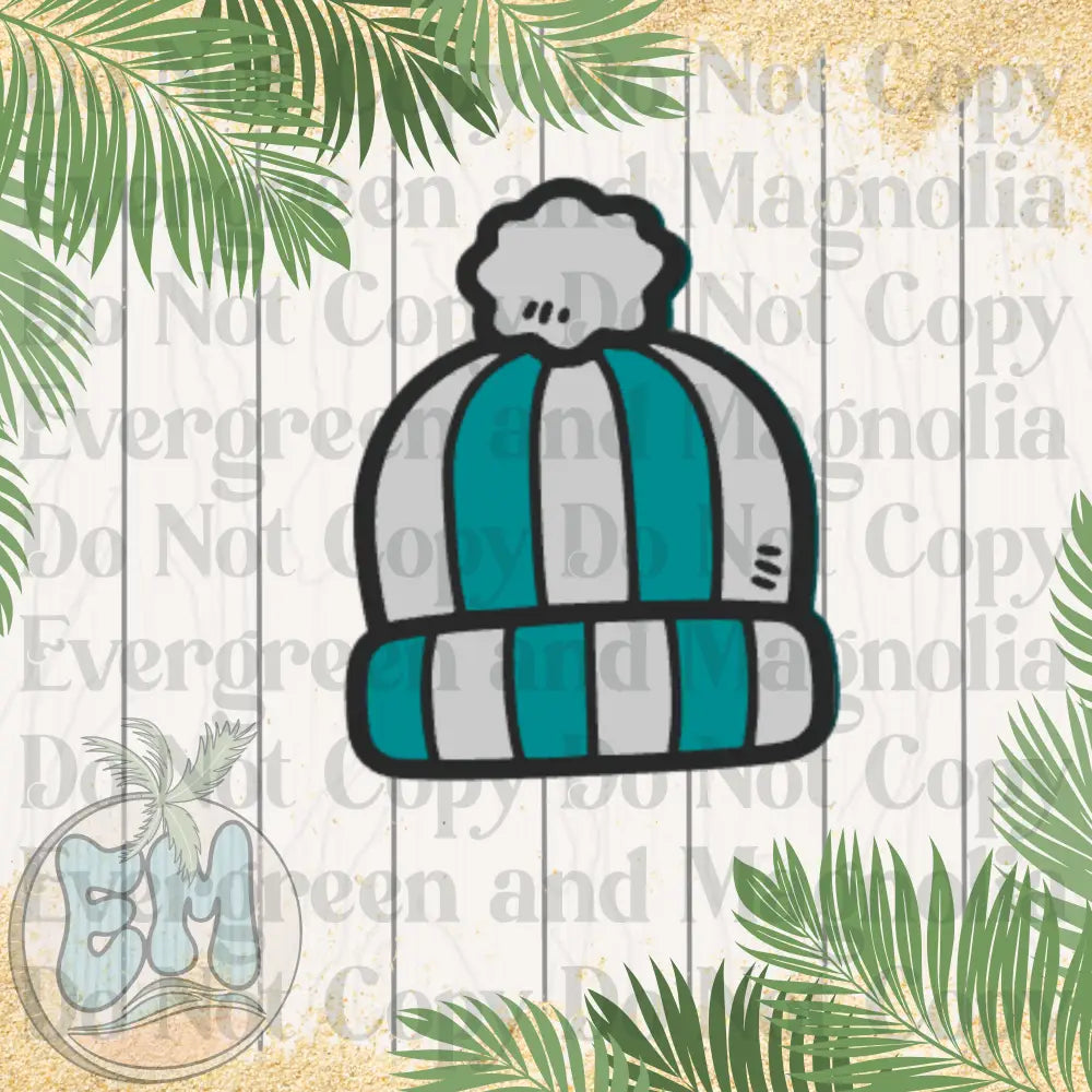 Teal striped beanie