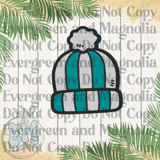 Teal striped beanie