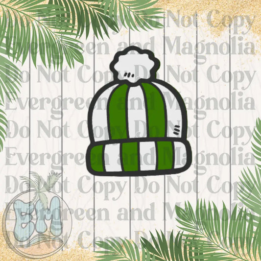 Green striped beanie