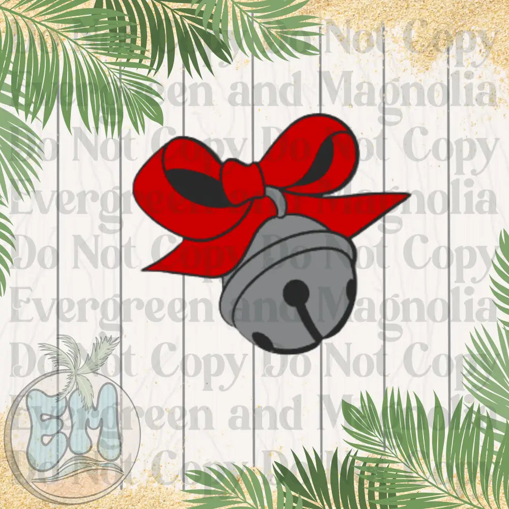 Red bow bell (silver)