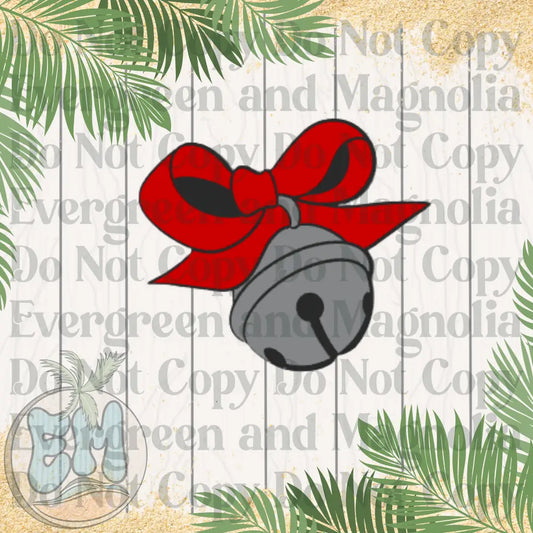Red bow bell (silver)