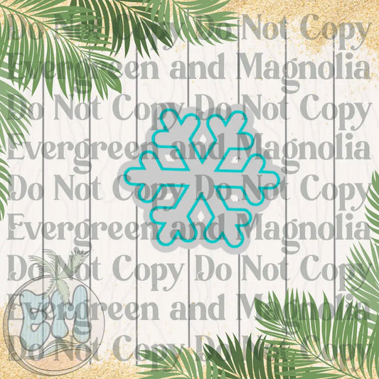 Teal and white snowflake