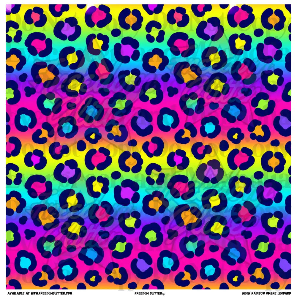 Neon Rainbow Ombre Leopard (Printed Vinyl)