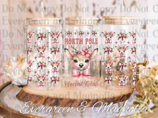 North Pole Social Club glass can