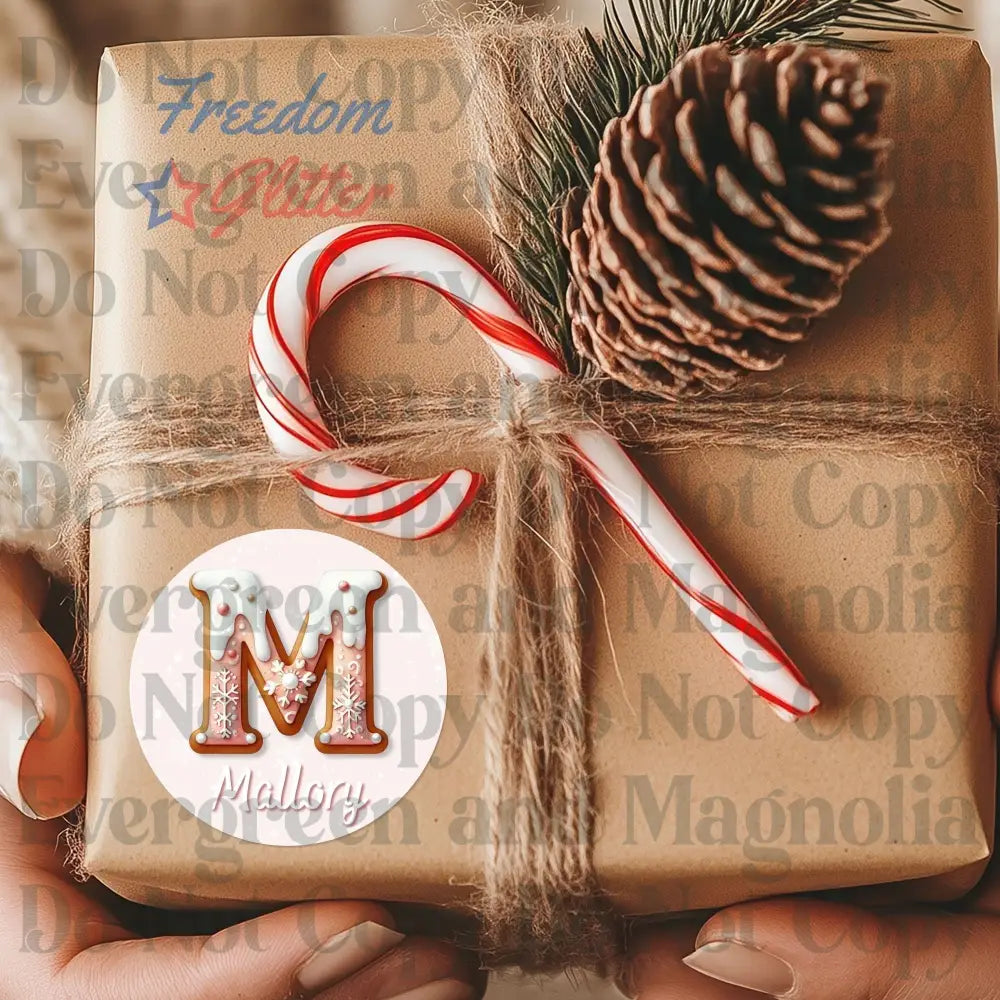 Customized Christmas Gift Tags - Pink Gingerbread