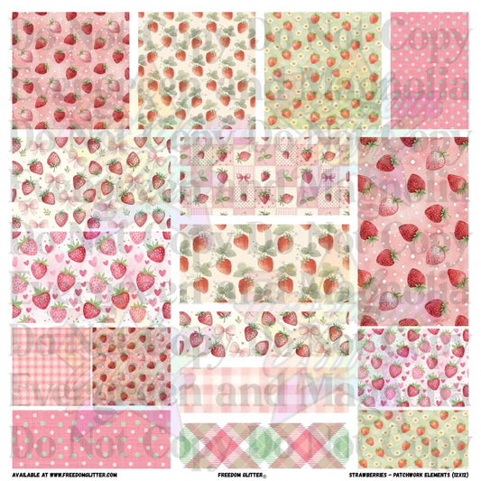 Patchwork Elements - Strawberries (Printed Vinyl)