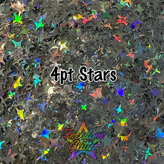 4pt Stars - Silver (Shape Glitter)