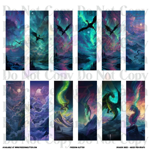 Mixed Pen Wraps - Dragon Skies 1 (Printed Vinyl)
