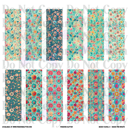 Mixed Pen Wraps - Mixed Floral 2 (Printed Vinyl)