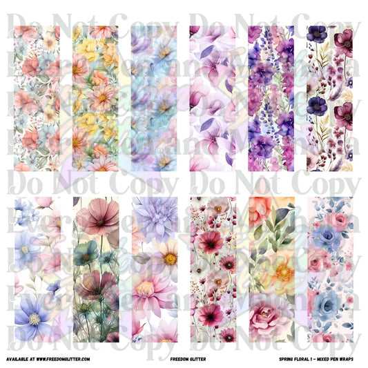 Mixed Pen Wraps - Spring Floral 1 (Printed Vinyl)