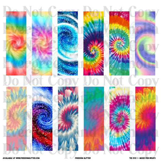 Mixed Pen Wraps - Tie Dye 1 (Printed Vinyl)