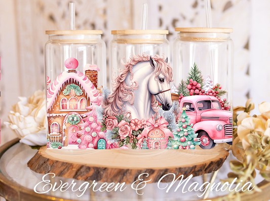 Pink Christmas Cute Horse