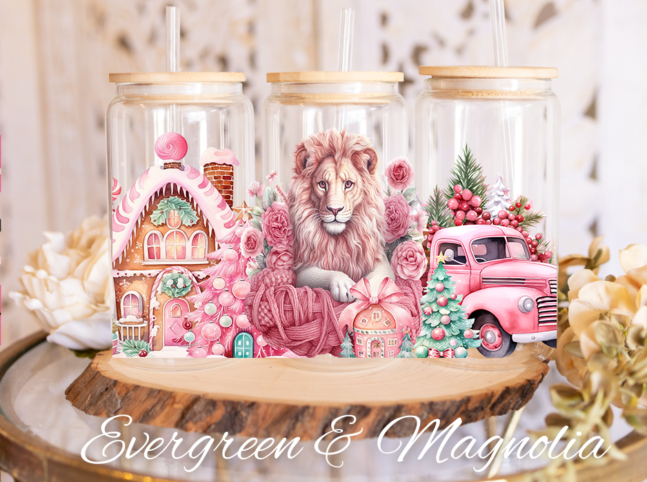 Pink Christmas Cute Lion