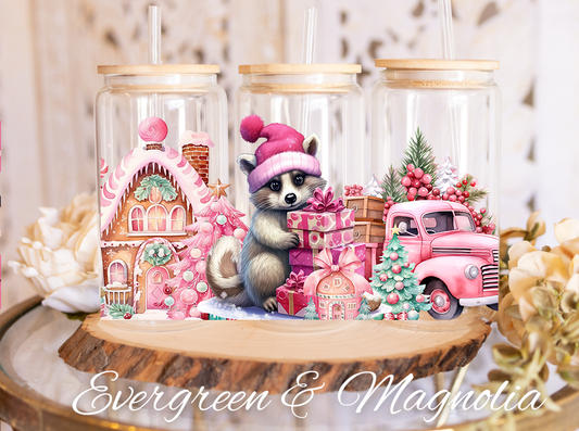 Pink Christmas Cute Raccoon