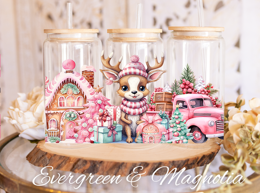 Pink Christmas Cute deer