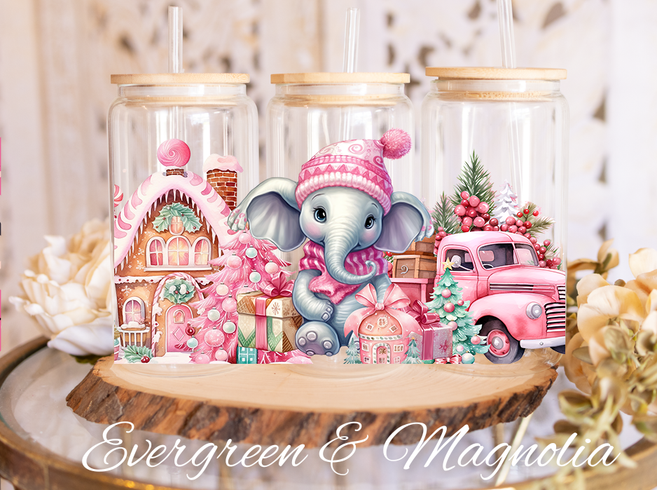 Pink Christmas Cute elephant