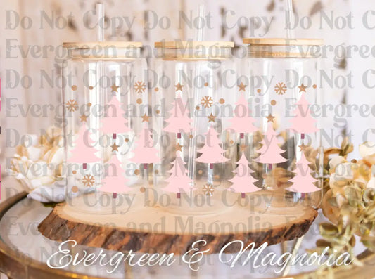 Pink Christmas Trees PNG