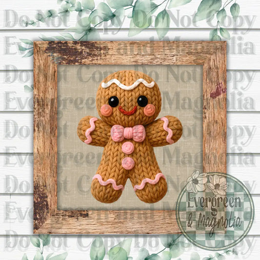 Pink Yarn Gingerbread Man