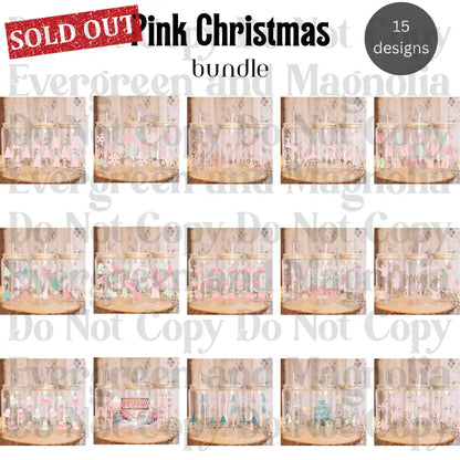 Pink Christmas 16oz UvDTF Wrap Bundle