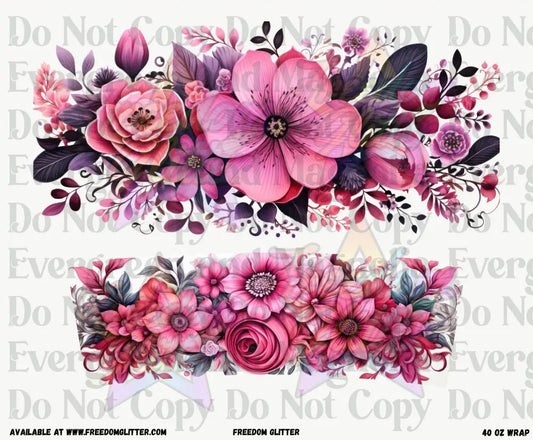 Pink & Purple Floral 40oz Wrap (Printed Vinyl)